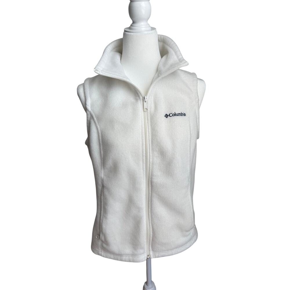 Columbia Fleece Vest Women's Medium White EUC